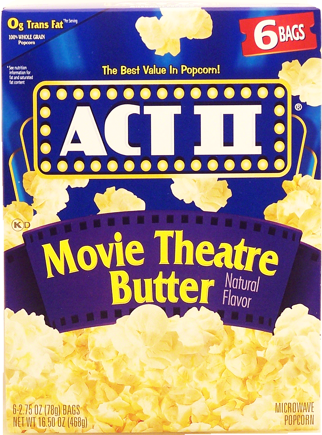 Act II&nbsp;&nbsp;movie theatre butter microwave popcorn, 6-bags Full-Size Picture